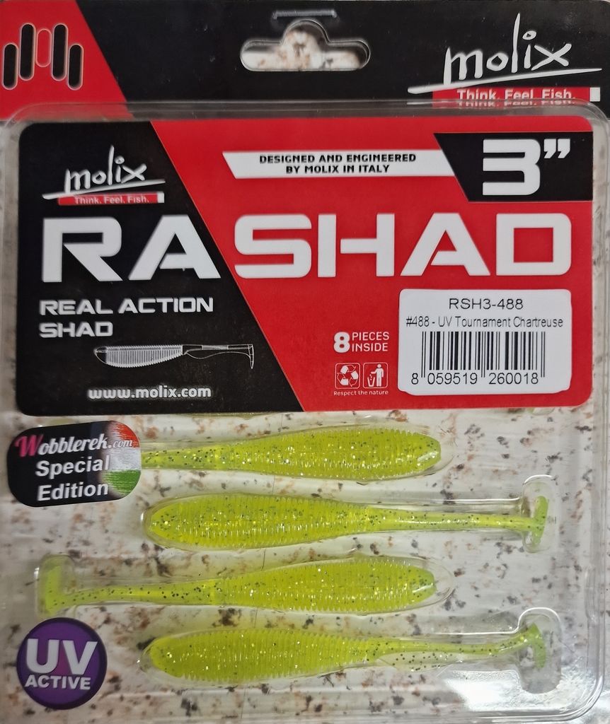 MOLIX RA Shad 3″ #488 – UV Tournament Chartreuse