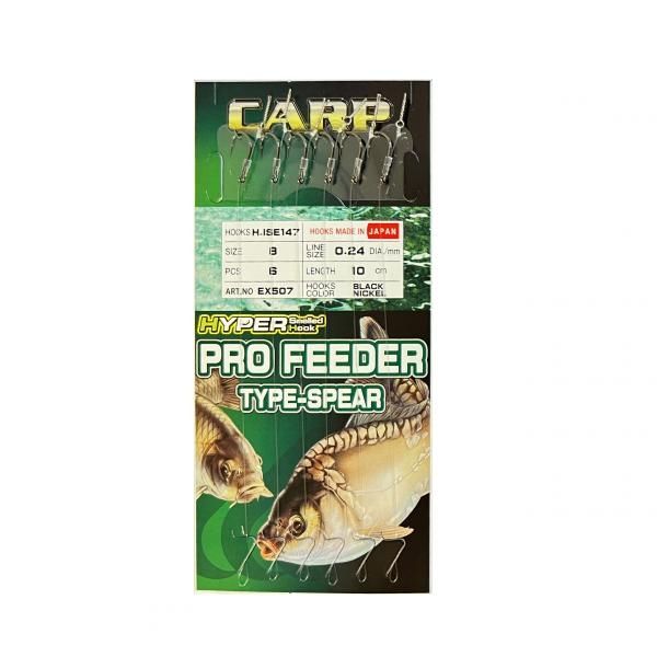 Hayabusa Pro Feeder Type-Spear Előkötött horog 12, 0,18mm, 10cm 6db/cs