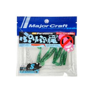 Major Craft Para Worm Puripuri Tail PW-PRI M 2" #68-Clear Kabra Green