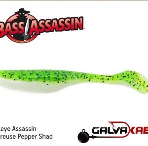 BASS ASSASSIN 4” Walleye Assassin Chart Pepper Shad 10 db/cs