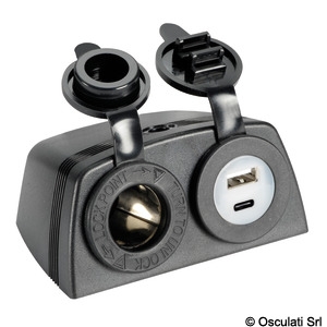 Öngyújtó + USB-A + USB-C aljzat házzal