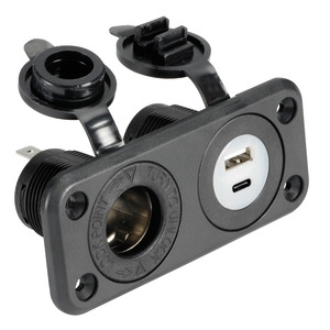 Öngyújtóaljzat + USB-A + USB-C fekete
